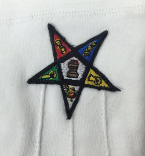 OES Glove - White Cotton Machine Embroidered Emblem - Bricks Masons