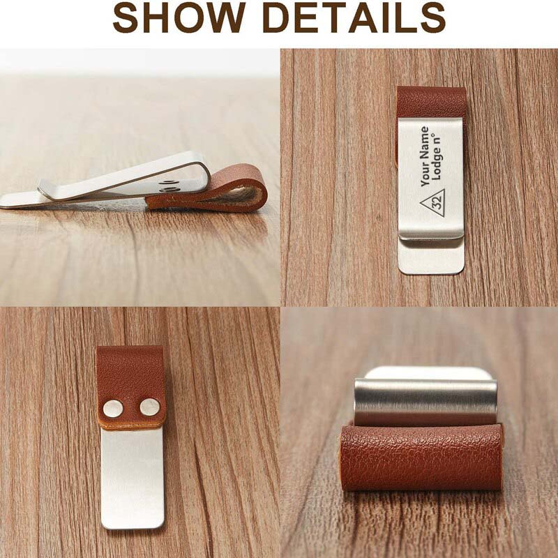 32nd Degree Scottish Rite Pen Holder - Black & Brown Leather - Bricks Masons