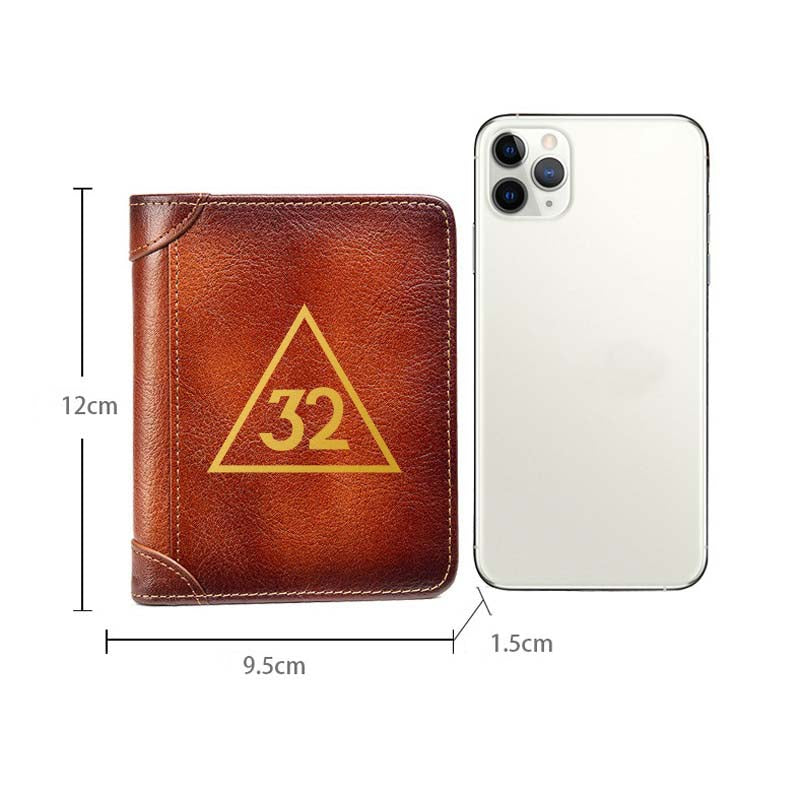 32nd Degree Scottish Rite Wallet - Brown Leather - Bricks Masons