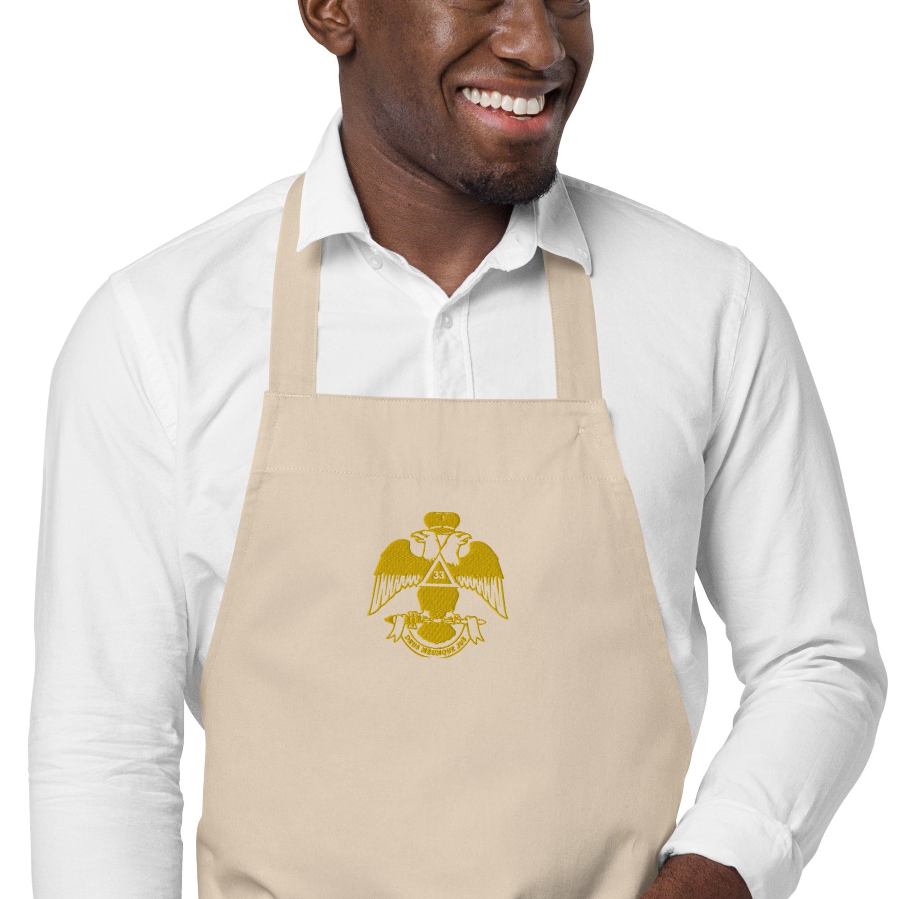 33rd Degree Scottish Rite Kitchen Apron - Wings Down Various Organic Cotton Colors - Bricks Masons