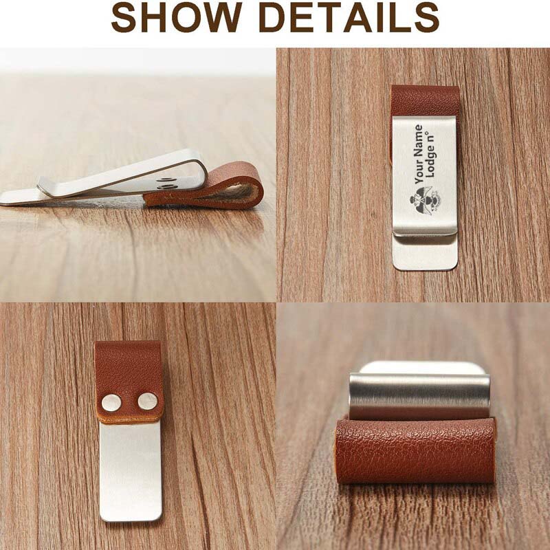 33rd Degree Scottish Rite Pen Holder - Wings Down Black & Brown Leather - Bricks Masons