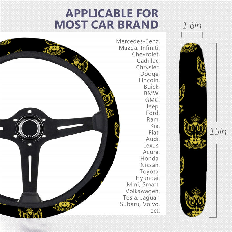 33rd Degree Scottish Rite Steering Wheel Cover - Wings Up White & Gold - Bricks Masons
