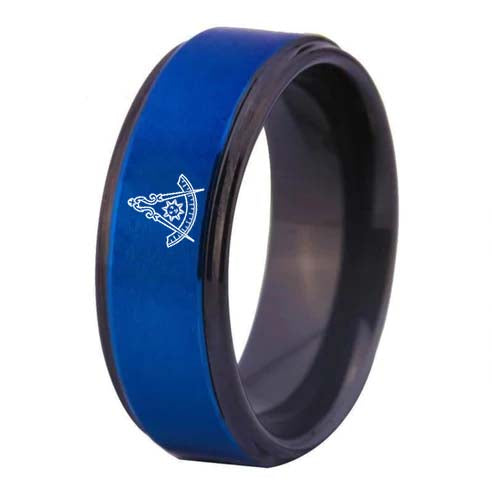 Past Master Blue Lodge California Regulation Ring - Blue Tungsten - Bricks Masons