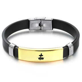 Knights Templar Commandery Bracelet - Steel & Leather - Bricks Masons