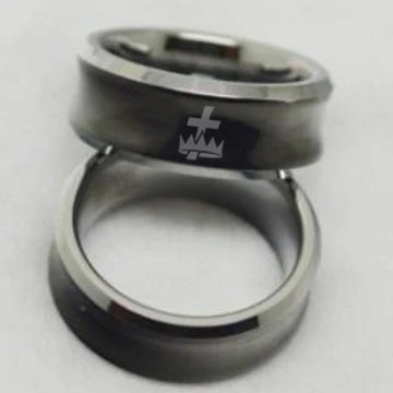 Knights Templar Commandery Ring - Black Concave Tungsten - Bricks Masons