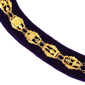 Royal & Select Masters English Regulation Chain Collar - Gold With Purple Lining - Bricks Masons