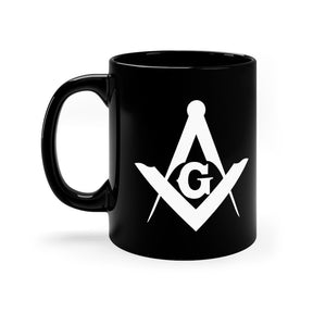 Master Mason Blue Lodge Mug - 11oz Black Square & Compass G - Bricks Masons