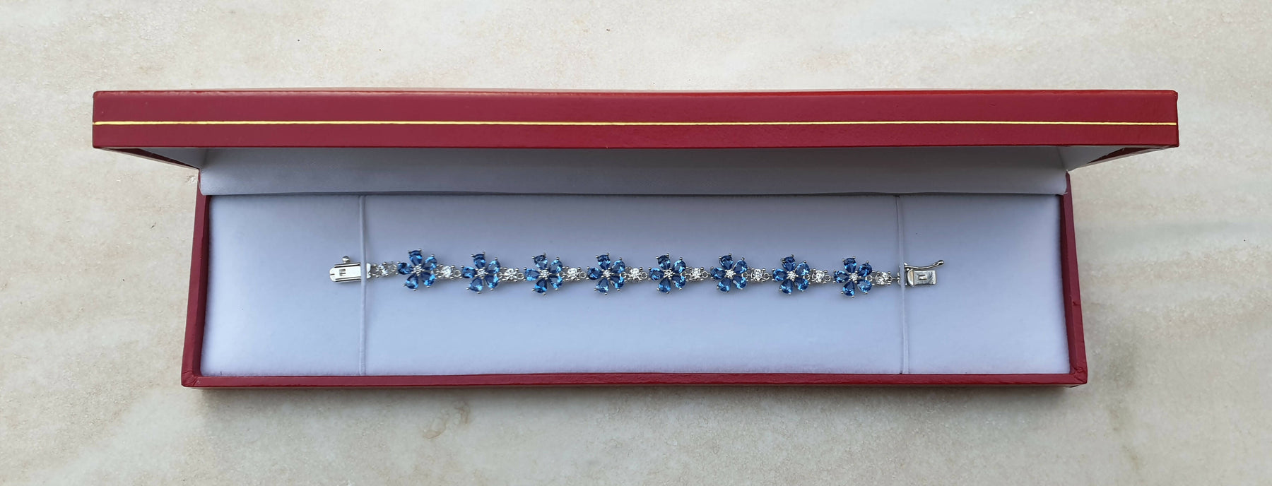 Masonic Bracelet – Forget Me Not 925K Silver with Light Blue Stones - Bricks Masons