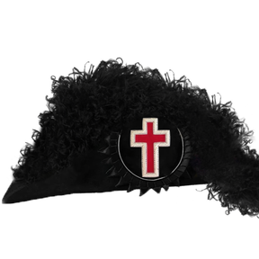 Sir Knight Knights Templar Commandery Chapeau - All Black Plumes - Bricks Masons