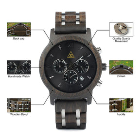 32nd Degree Scottish Rite Wristwatch - Various Wood Colors - Bricks Masons