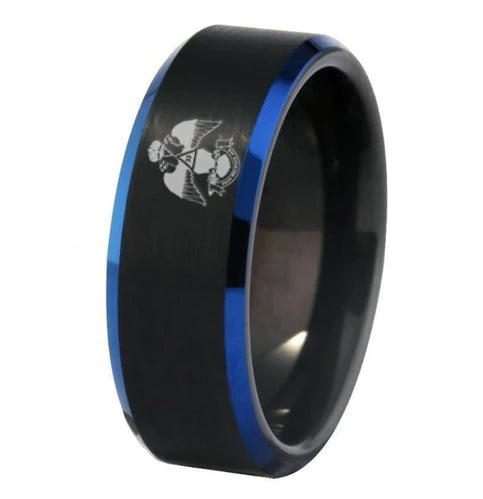 33rd Degree Scottish Rite Ring - Wings Down Black Stone Color - Bricks Masons