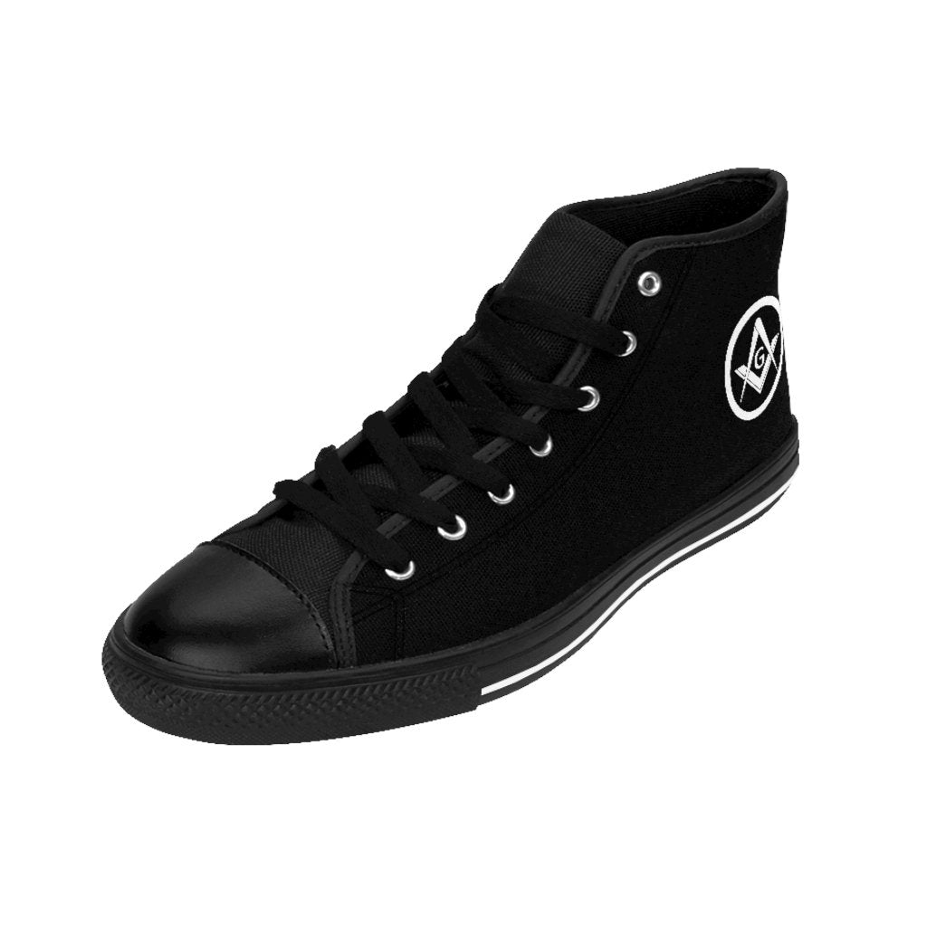 Master Mason Blue Lodge Sneaker - Square & Compass G Black High-Top - Bricks Masons