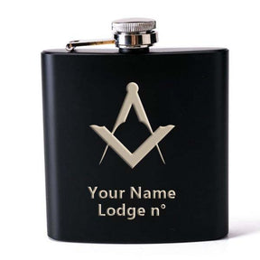 Master Mason Blue Lodge Flask - 2 Shot Glasses & Funnel - Bricks Masons