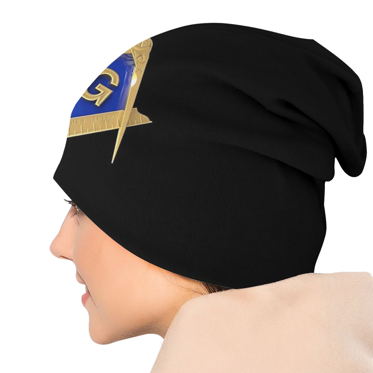 Master Mason Blue Lodge Beanie - Golden Square and Compass G - Bricks Masons