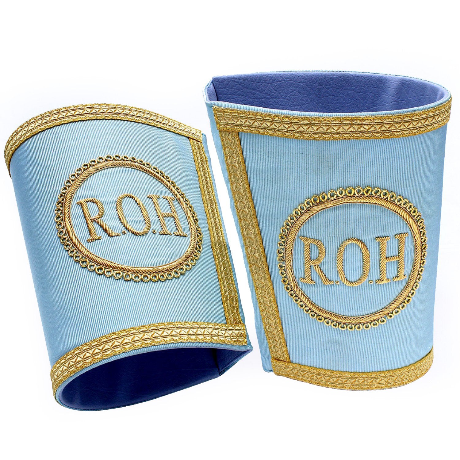 Royal Antediluvian Order of Buffaloes R.A.O.B. Cuff - Sky Blue Hand Embroidered - Bricks Masons