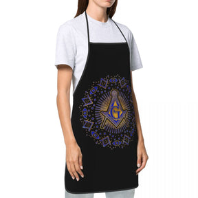 Master Mason Blue Lodge Kitchen Apron - Square and Compass G - Bricks Masons