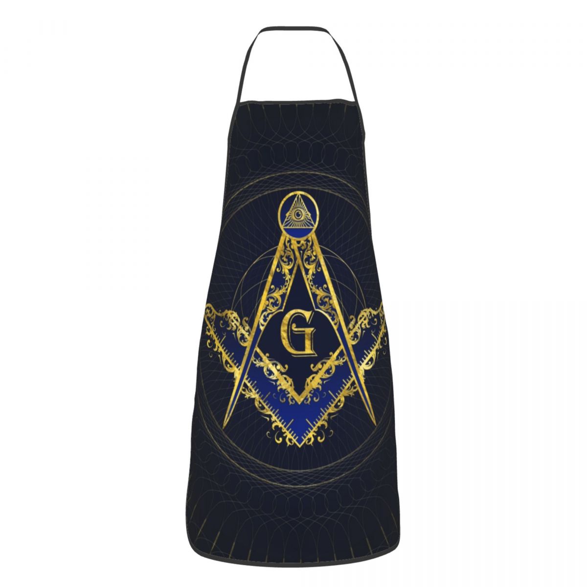 Master Mason Blue Lodge Kitchen Apron - Square and Compass G Black