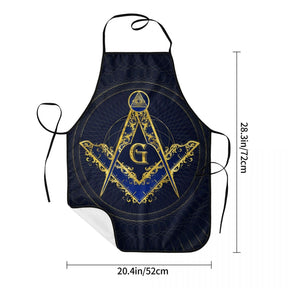 Master Mason Blue Lodge Kitchen Apron - Square and Compass G Black - Bricks Masons