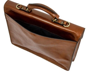 33rd Degree Scottish Rite Briefcase - Wings Down Brown Leather - Bricks Masons