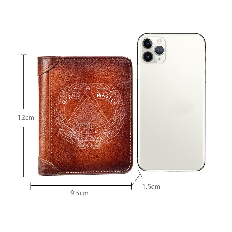 Grand Master Blue Lodge Wallet - Brown Leather - Bricks Masons