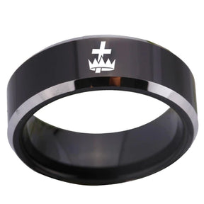 Knights Templar Commandery Ring - Black Tungsten - Bricks Masons