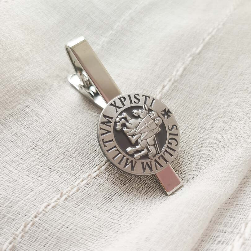 Knights Templar Tie Clip - Silver Armor Shield - Bricks Masons