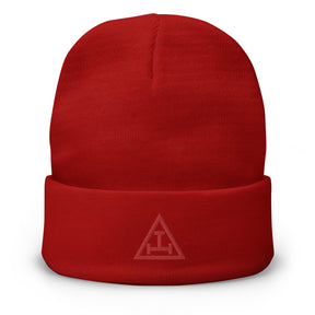 Royal Arch Chapter Beanie - Red Tripe Tau Embroidery - Bricks Masons