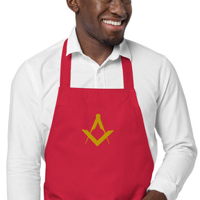 Master Mason Bllue Lodge Kitchen Apron - Square and Compass Embroidery - Bricks Masons