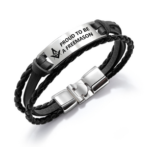 Master Mason Blue Lodge Bracelet - Black & Brown - Bricks Masons