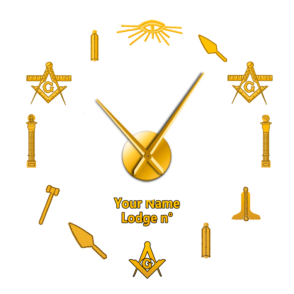 Master Mason Blue Lodge Clock - Frameless Design - Bricks Masons