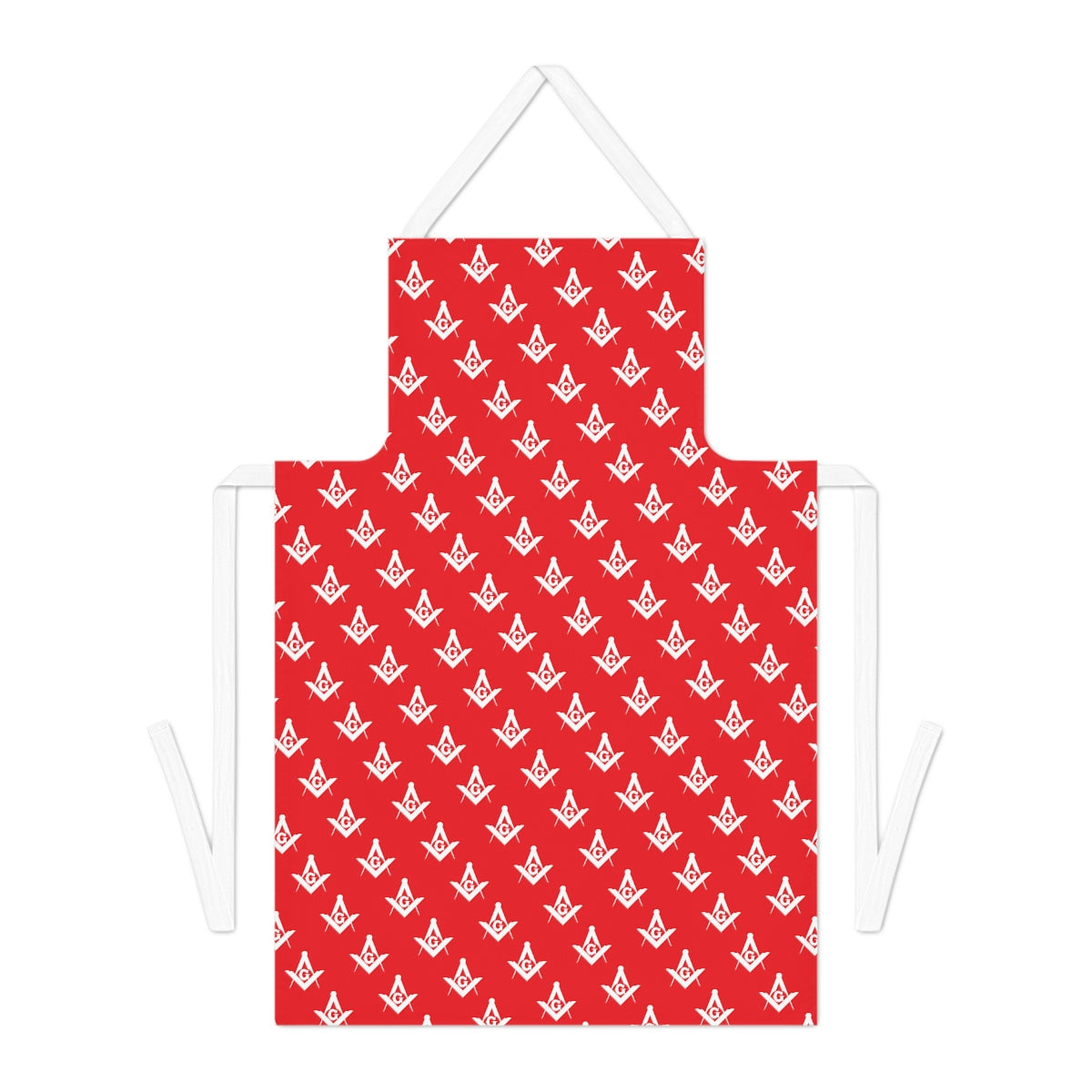 Master Mason Blue Lodge Kitchen Apron - White and Red for Christmas - Bricks Masons
