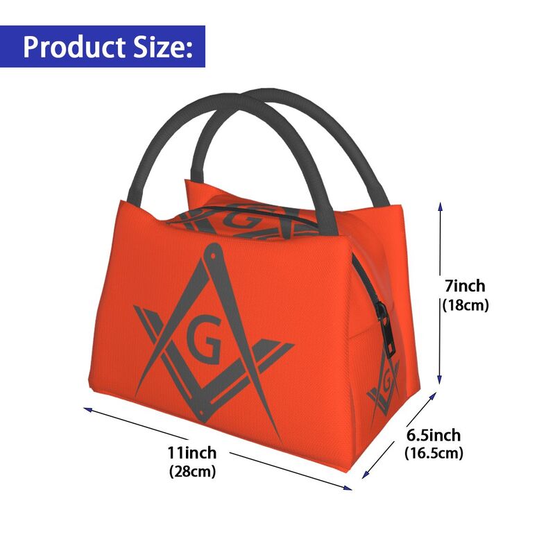 Master Mason Blue Lodge Lunch Bag - Square and Compass G Red Thermal Insulated - Bricks Masons