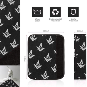 Master Mason Blue Lodge Seatbelt Cover - White & Gold - Bricks Masons