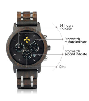 Order Of Malta Commandery Wristwatch - Various Wood Colors - Bricks Masons