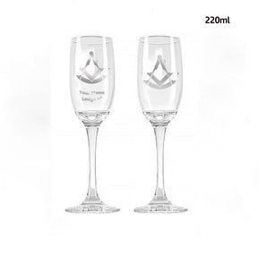 Past Master Blue Lodge Champagne Flute - 2 Pieces Set - Bricks Masons