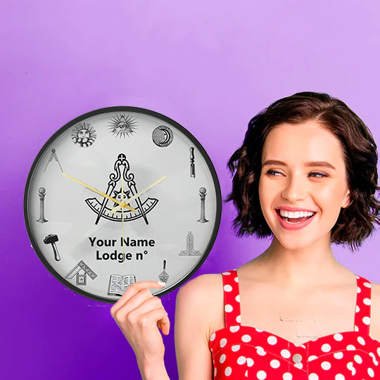 Past Master Blue Lodge California Regulation Clock - Frame with LED - Bricks Masons