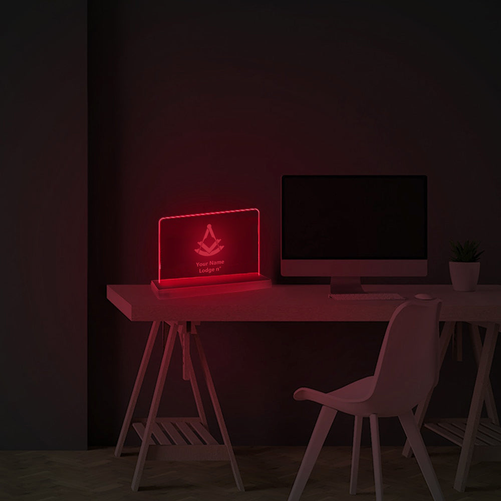 Past Master Blue Lodge LED Sign - 3D Glowing light - Bricks Masons