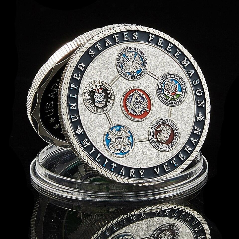 Master Mason Blue Lodge Coin - US Veteran Military Air Force Navy Marine Corps Army Coast Guard - Bricks Masons