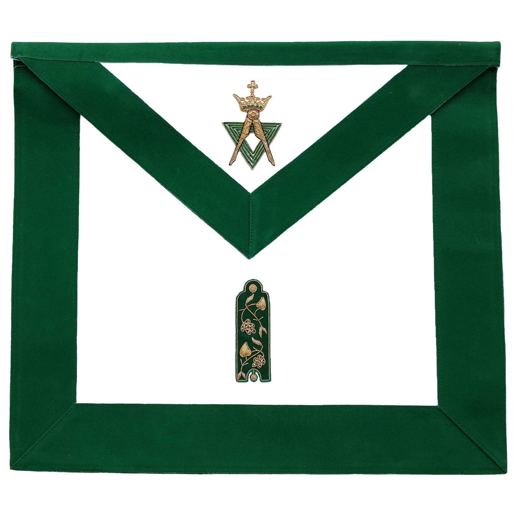 Junior Warden Allied Masonic Degrees Apron - Green Velvet - Bricks Masons