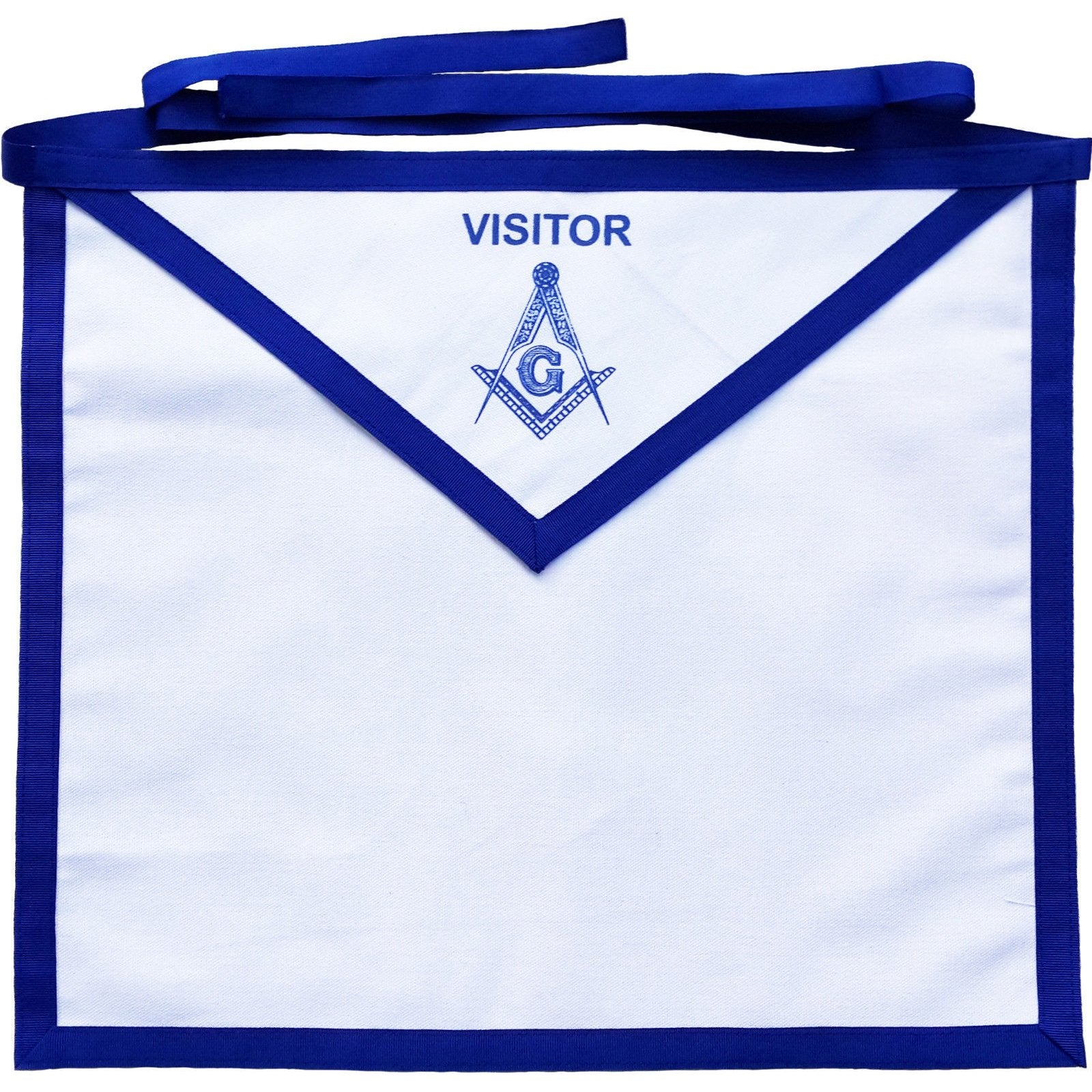 Visitor Blue Lodge Apron - White Duck Cotton - Bricks Masons