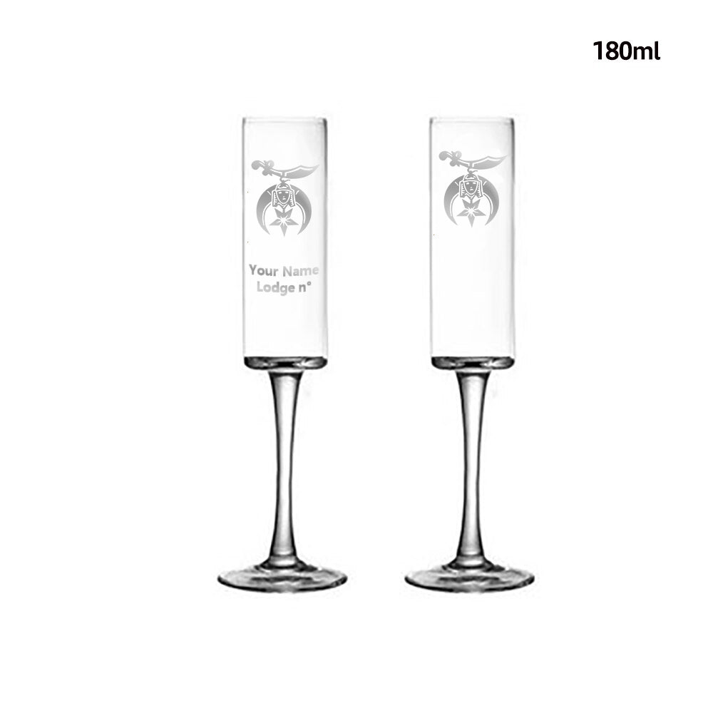 Shriners Champagne Flute - 2 Pieces Set - Bricks Masons