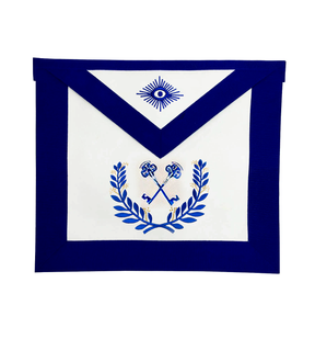Treasurer Blue Lodge Officer Apron - Royal Blue Wreath Embroidery - Bricks Masons