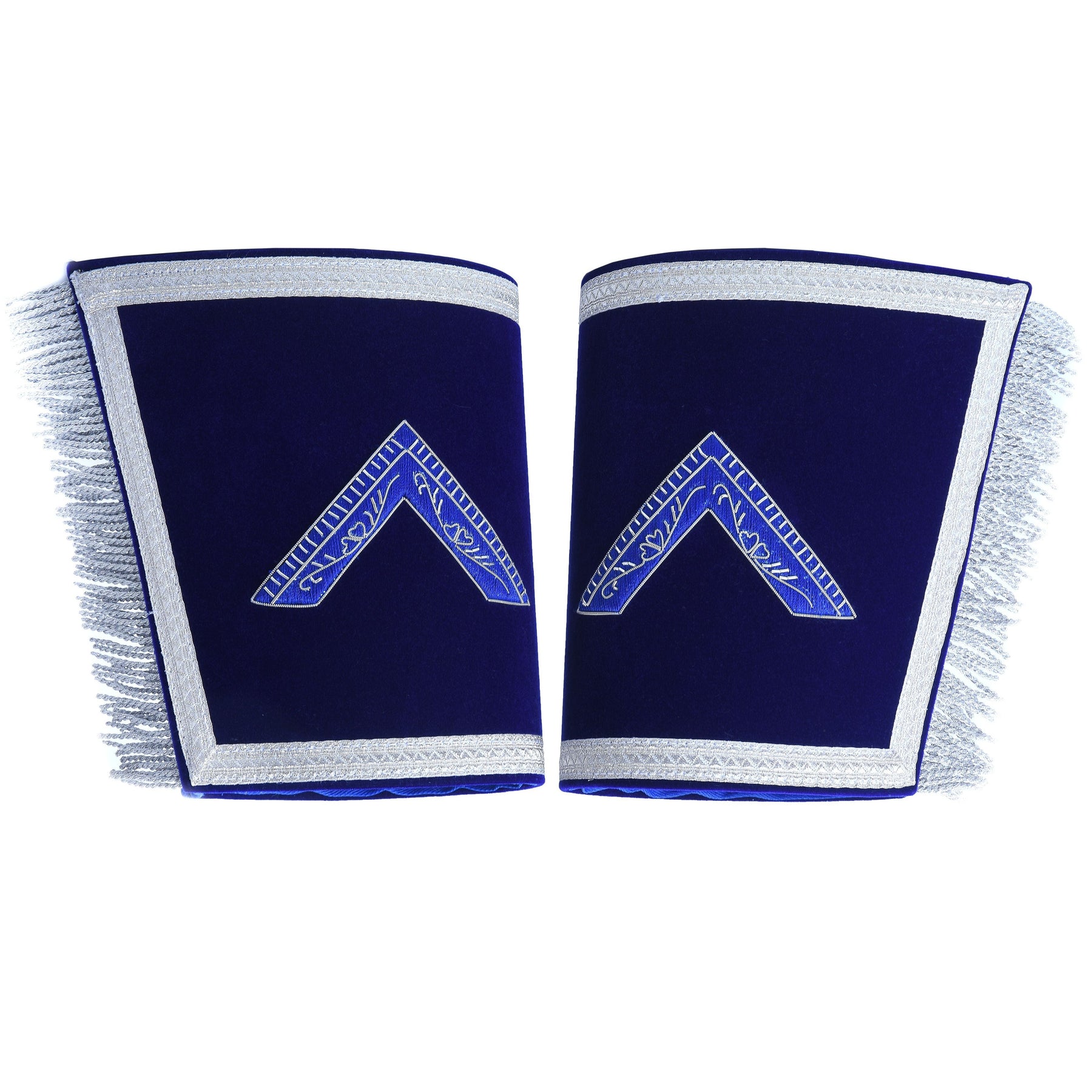 Worshipful Master Blue Lodge Cuff - Blue Velvet Hand Embroidered - Bricks Masons